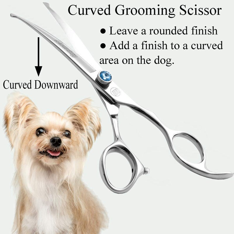 Moontay Professional Dog Grooming Straight, Curved, Thinning/Blending/Chunking Scissors Kit, JP-440C Stainless Steel Pet Cat Hair Cutting/Trimming Shears, Silver - Image 2